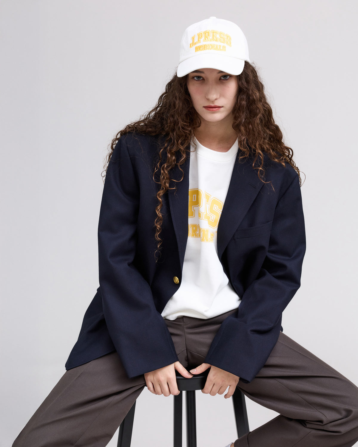 【J.PRESS MEN〈unisex〉】French Terry College Logo Sweat Shirt_260806005482