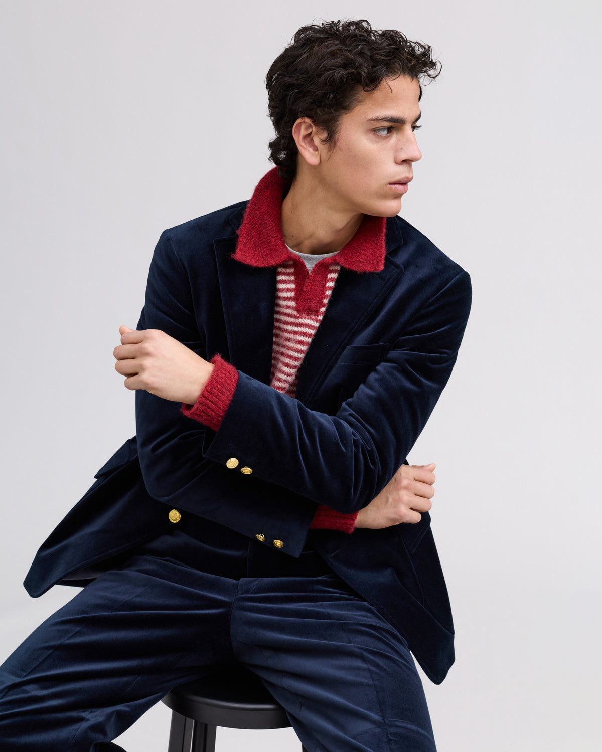【J.PRESS MEN】Organic 9W Velvet Piped Stem Spindle Pants_260806005538