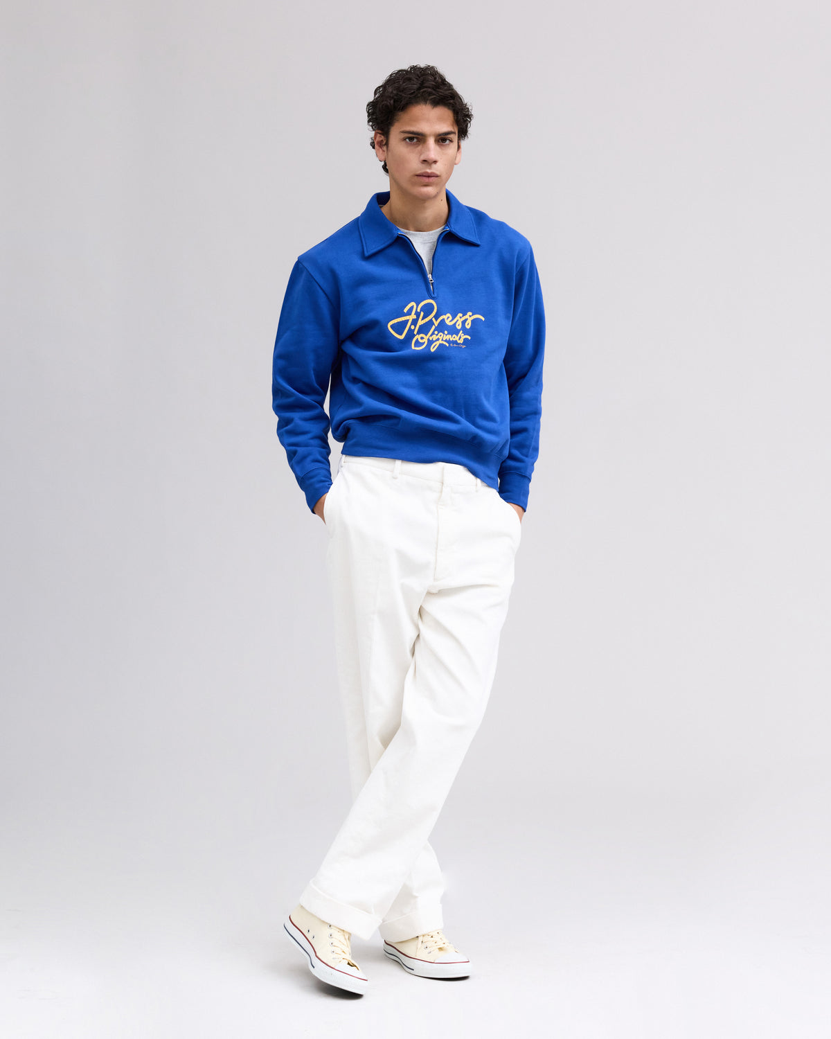 【J.PRESS MEN〈unisex〉】French Terry Vintage Logo Sweat Zip-Shirts_260806005454