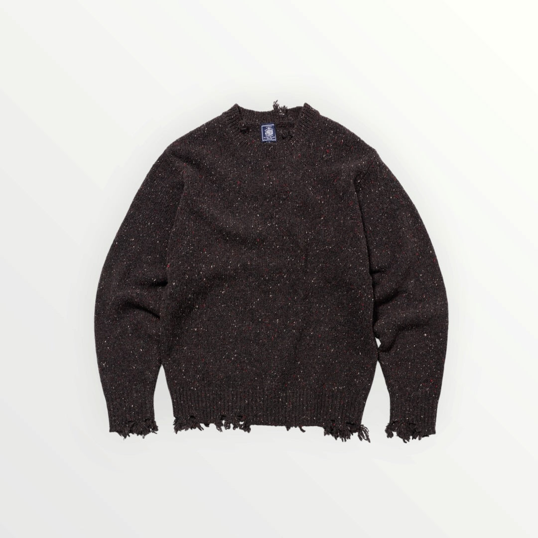 【J.PRESS MEN】RWS Wool Alpaca Nylon Nep Crew Neck Damage Knit_260806005415