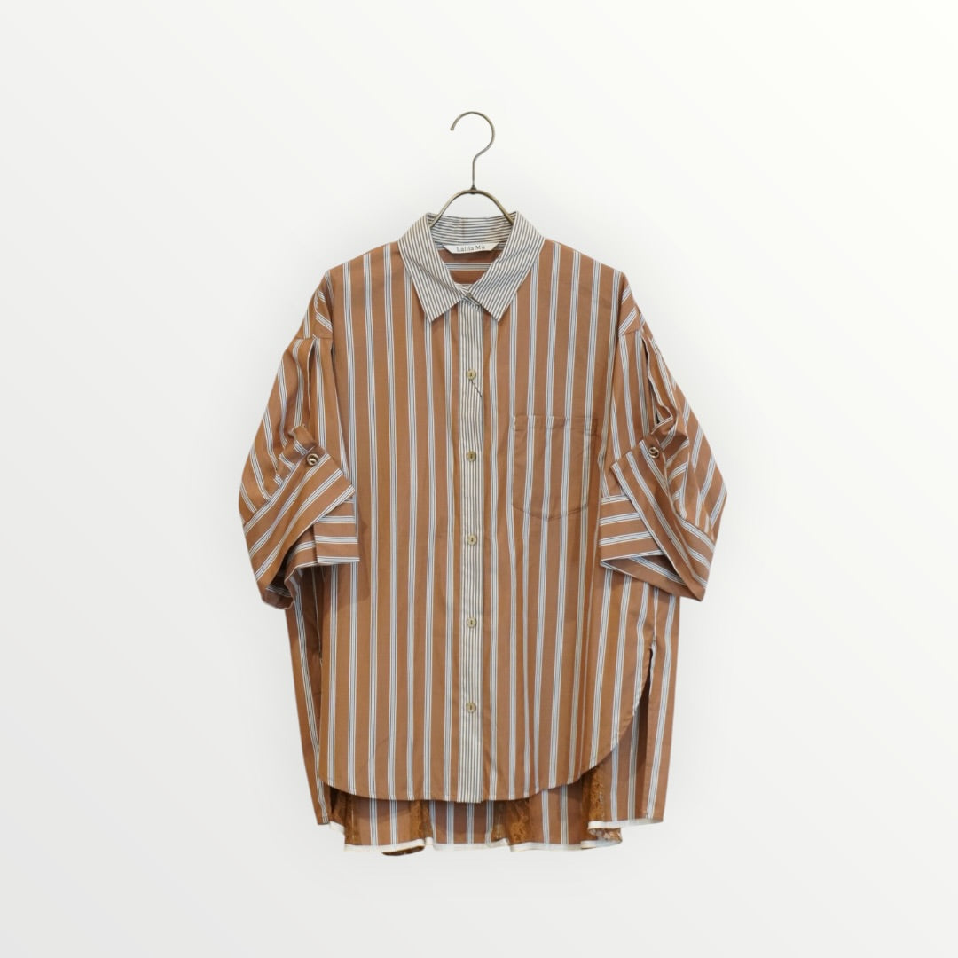【Lallia Mù】レースドッキングフレアシャツ_260514001971