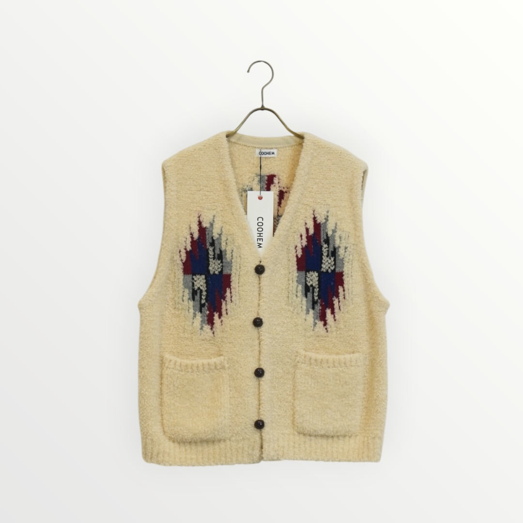 【COOHEM】WOOL CHIMAYO JACQUARD VEST