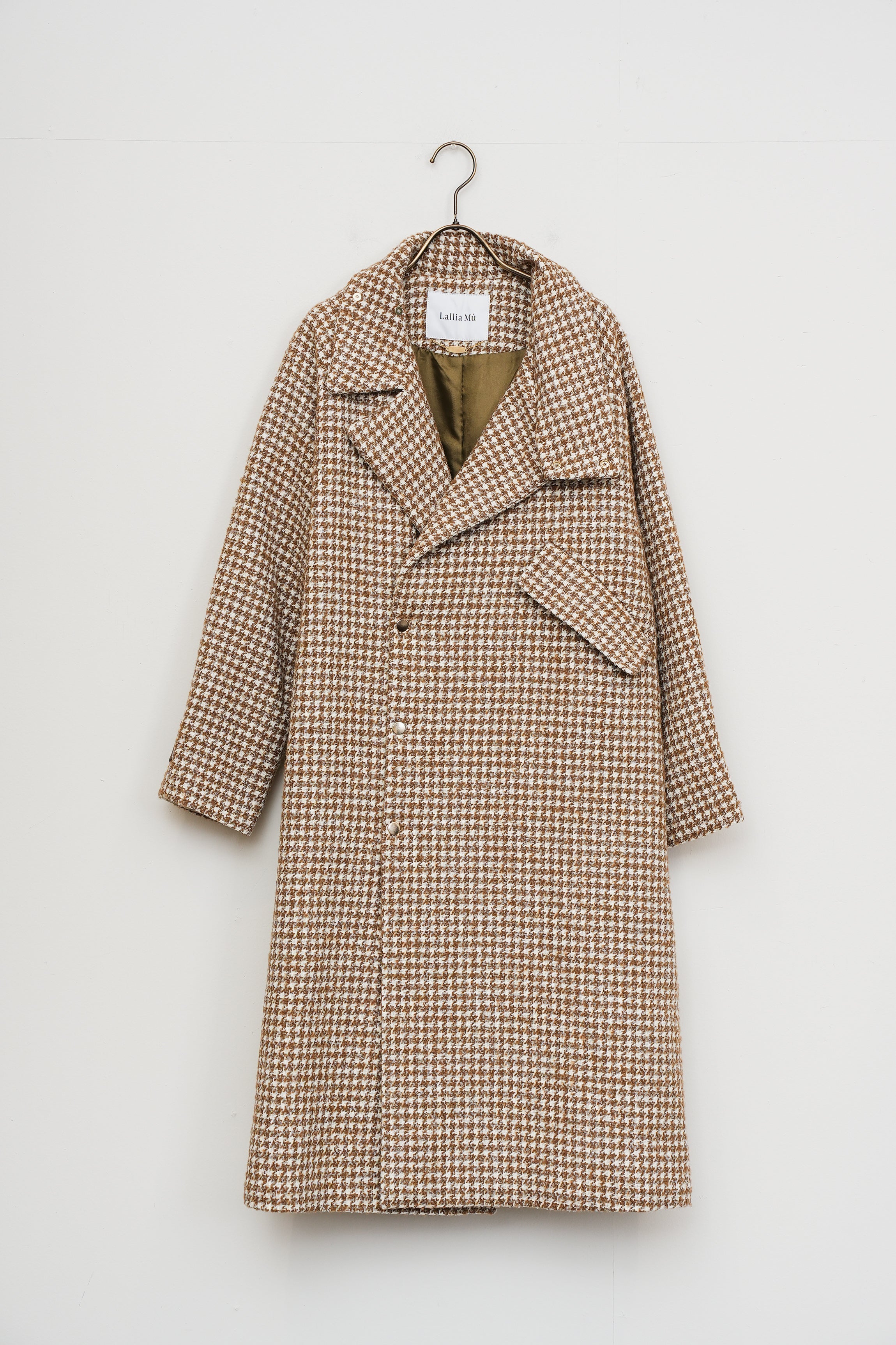 【Lallia Mù】スタンドカラーチェックロングコート_251114000825