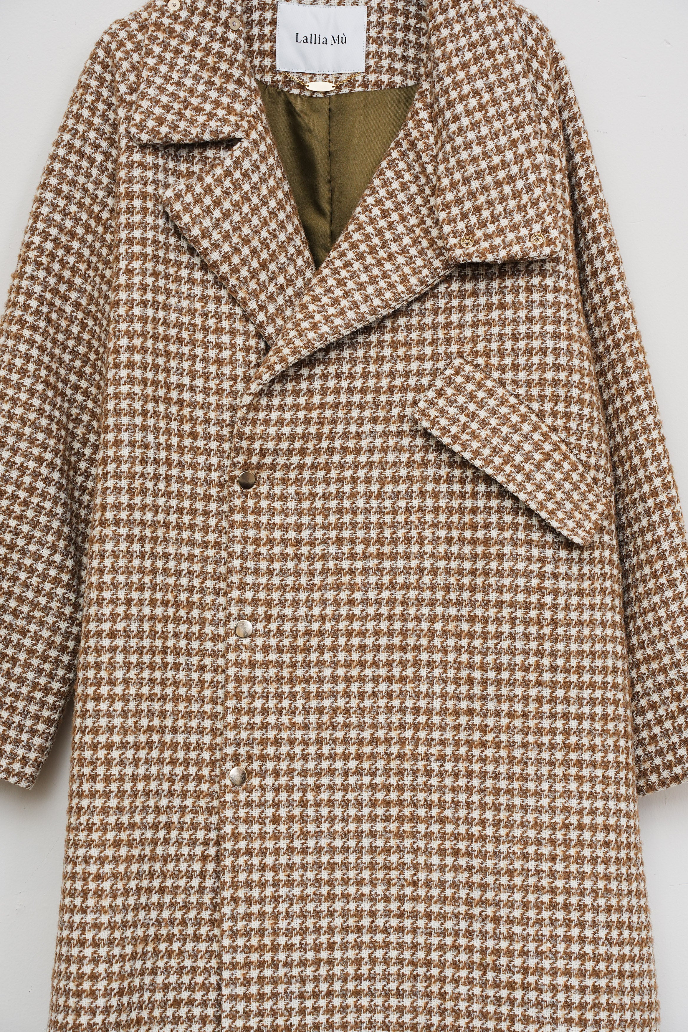 【Lallia Mù】スタンドカラーチェックロングコート_251114000825