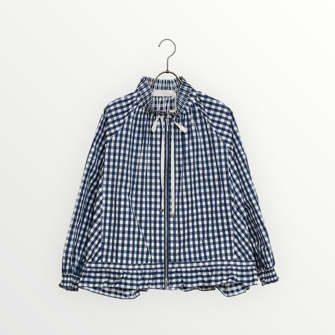 【SOI-MeME】ギンガムチェックプリーツフリルブルゾン