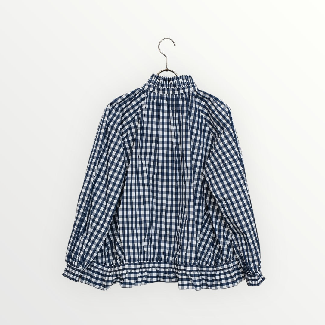 【SOI-MeME】ギンガムチェックプリーツフリルブルゾン