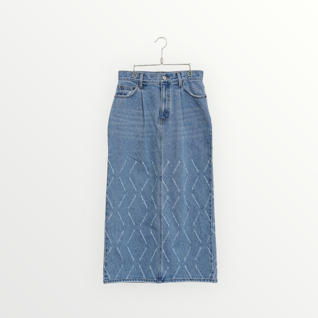 【YENN】LASER CUT DENIM SK_260203004019