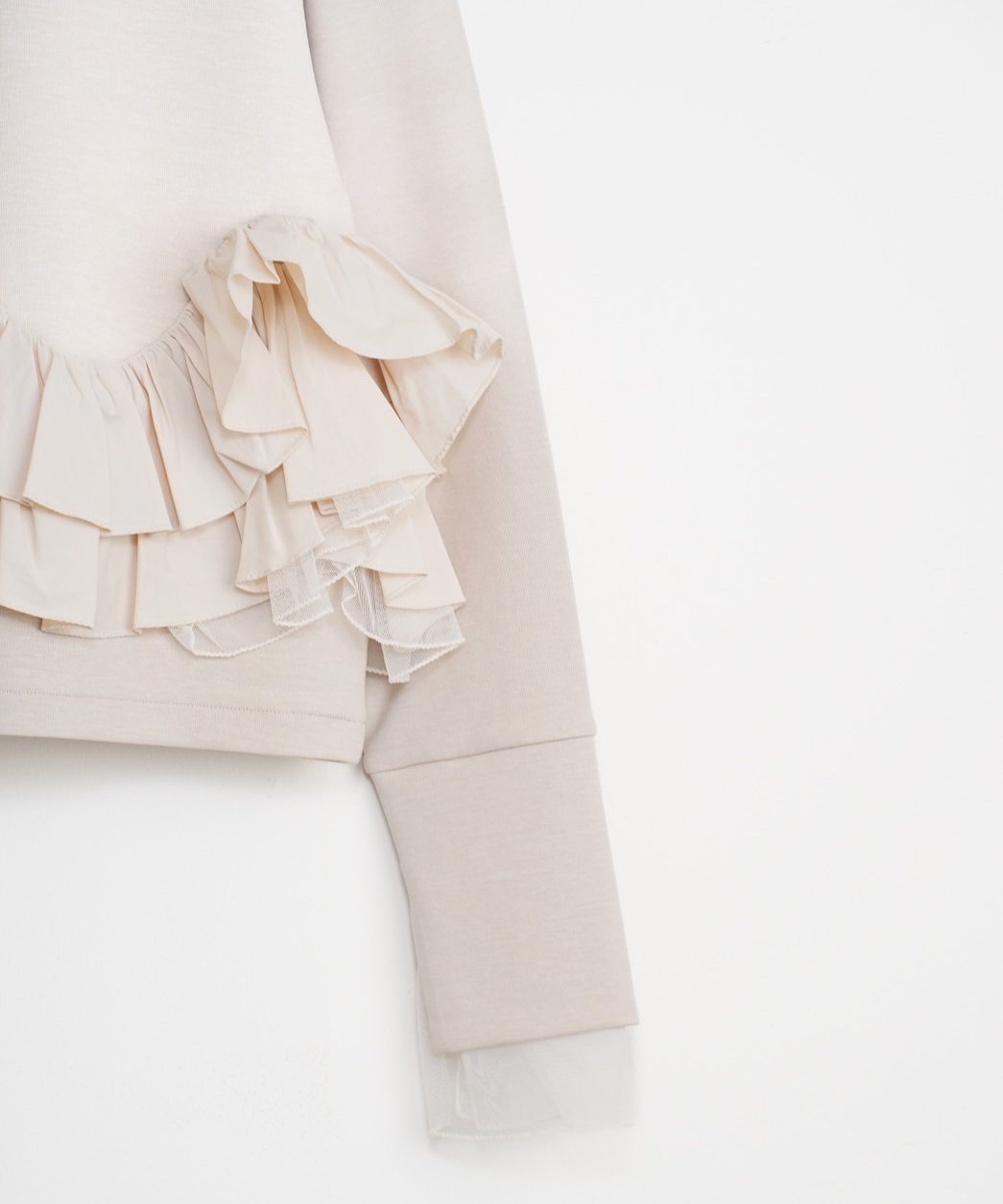 【MARILYN MOON】タフタスパイラルラッフルカットソートップス_240829001962