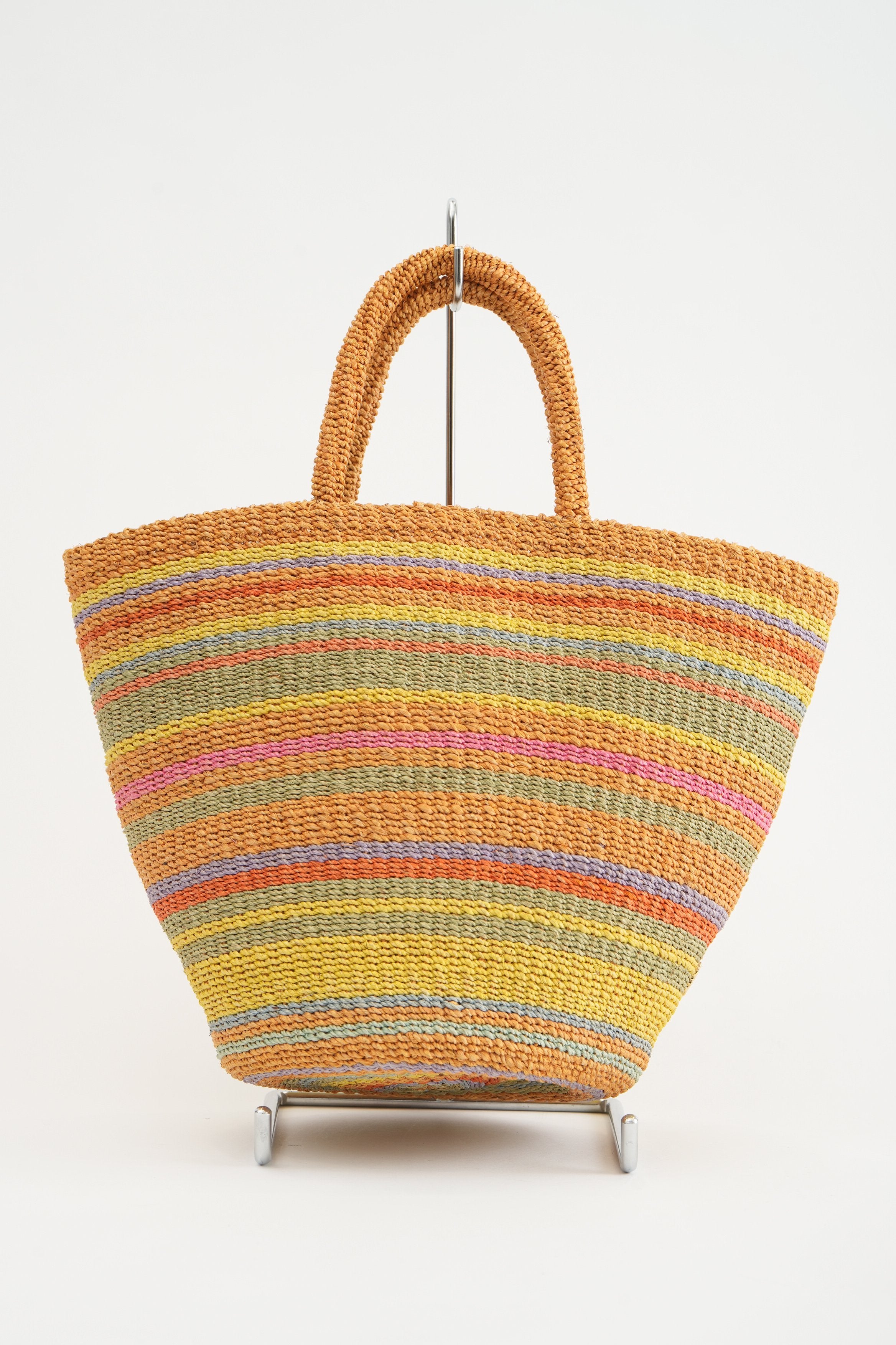 【VIOLAd'ORO】MIRO アバカ製 マルチカラーボーダートートバッグ_240419002782