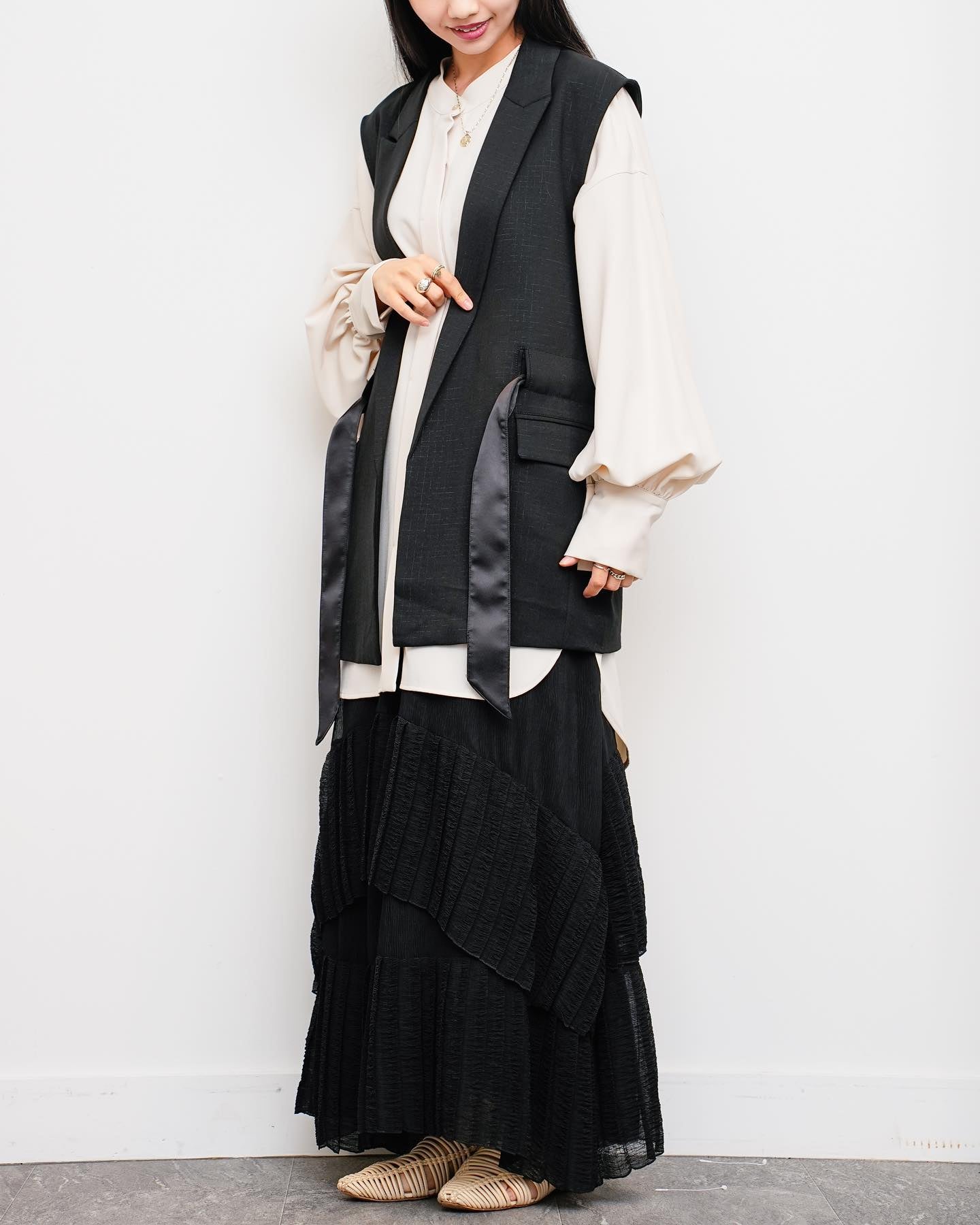 【Lallia Mù】プリーツヘムワッシャースカート_230904005276