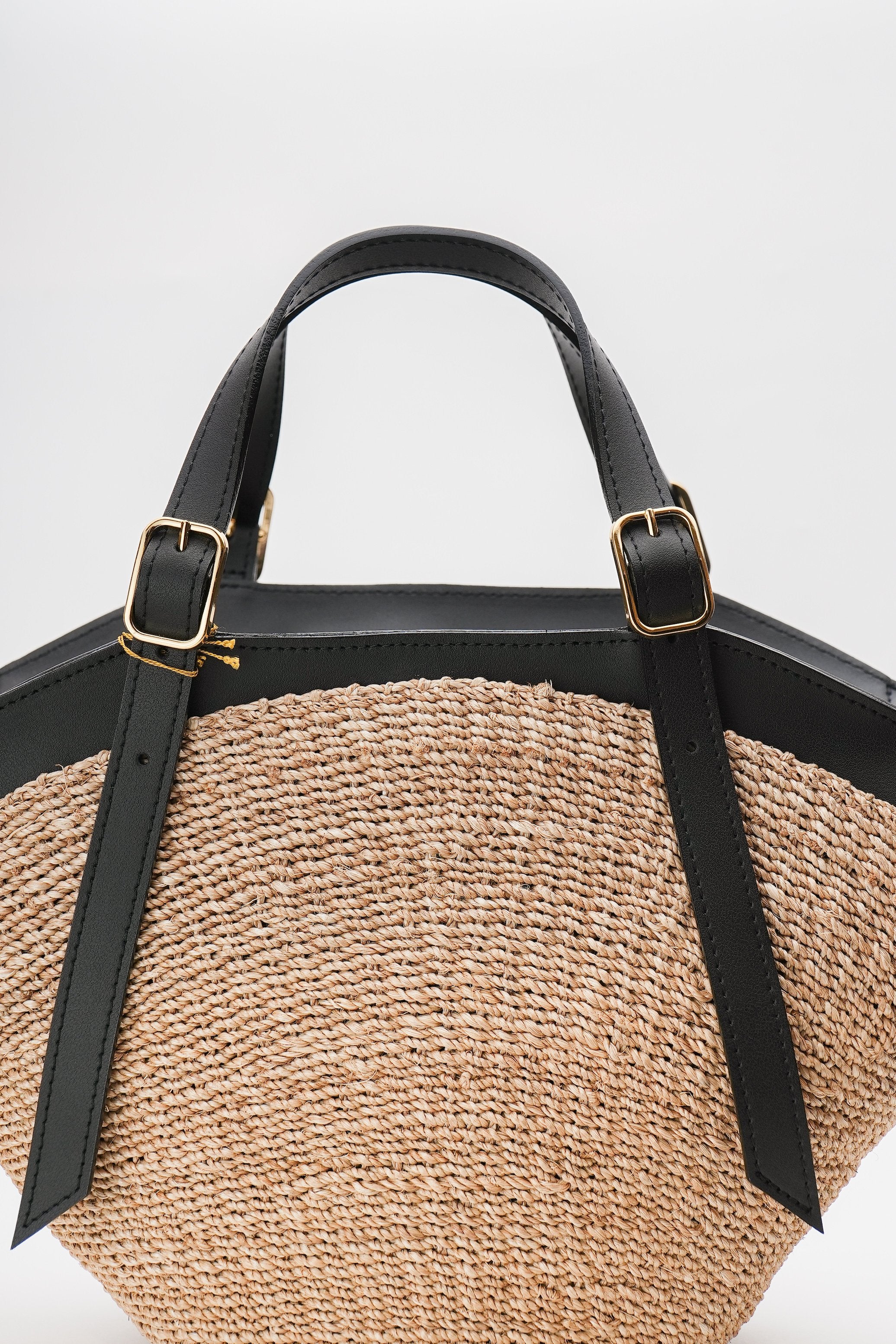 【VIOLAd'ORO】アバカレザートリムカゴバッグ_250502007851