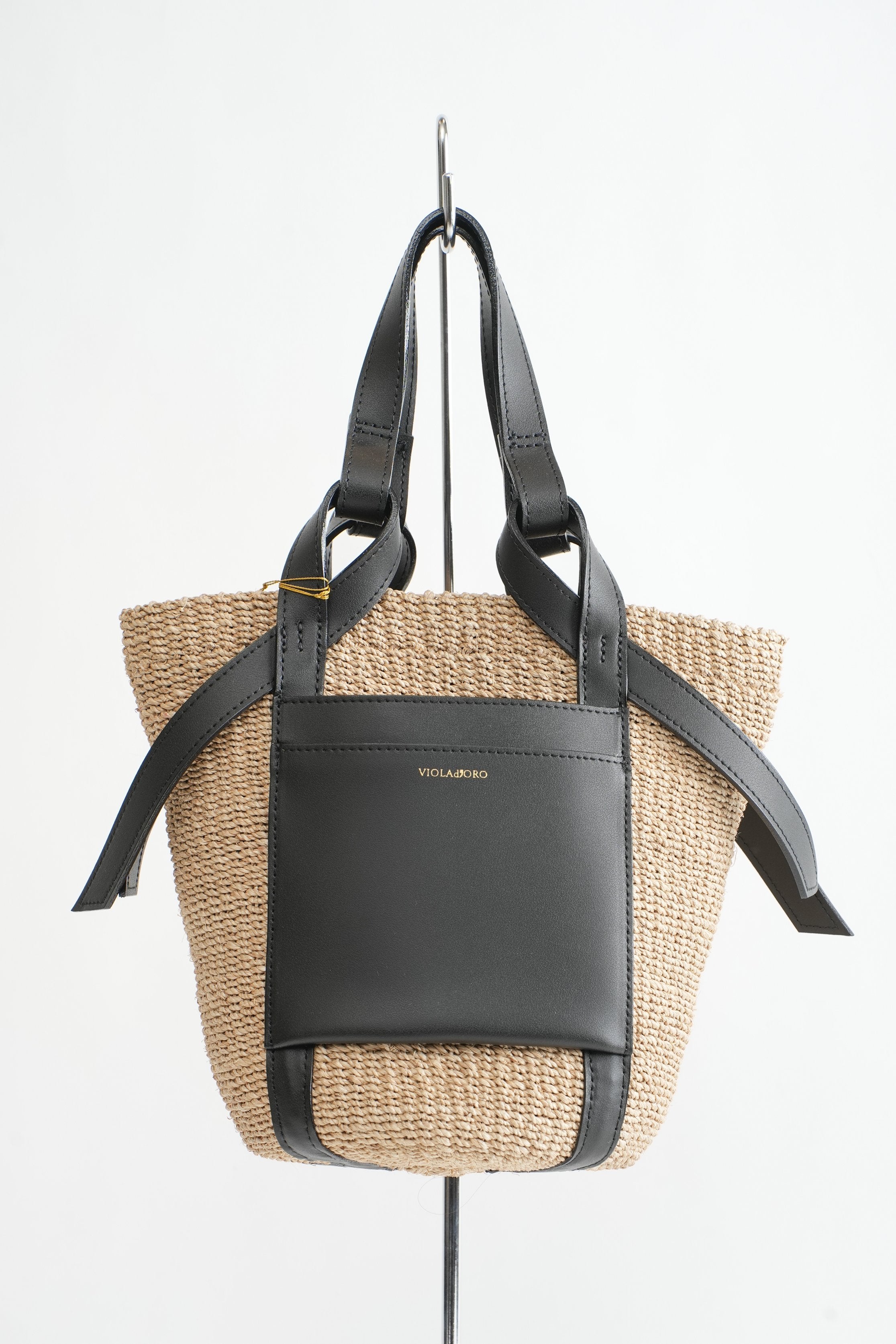【VIOLAd'ORO】MIRO アバカ製 レザーポケットトート_23931701