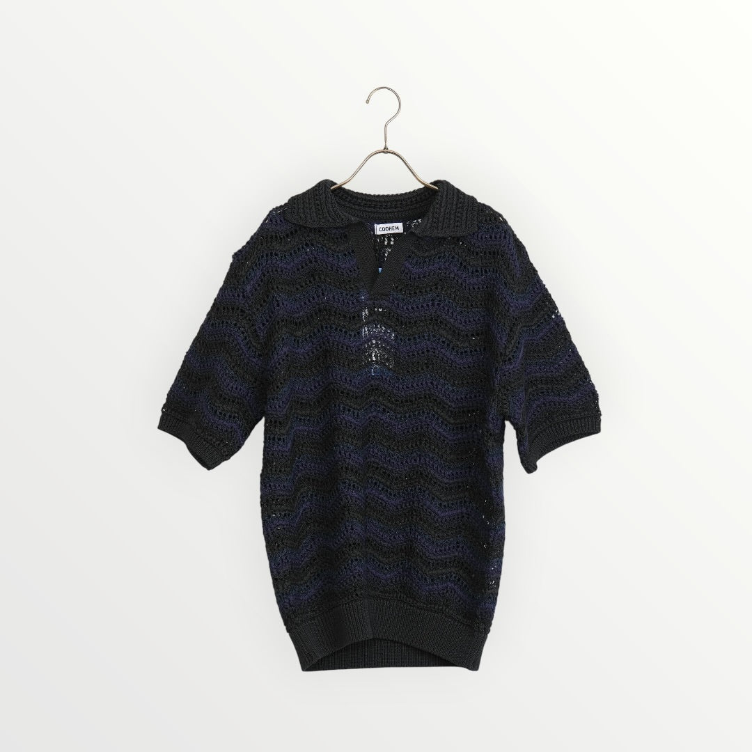 【COOHEM〈men's〉】ZIGZAG SUKASHI KNIT P/O_250326005062