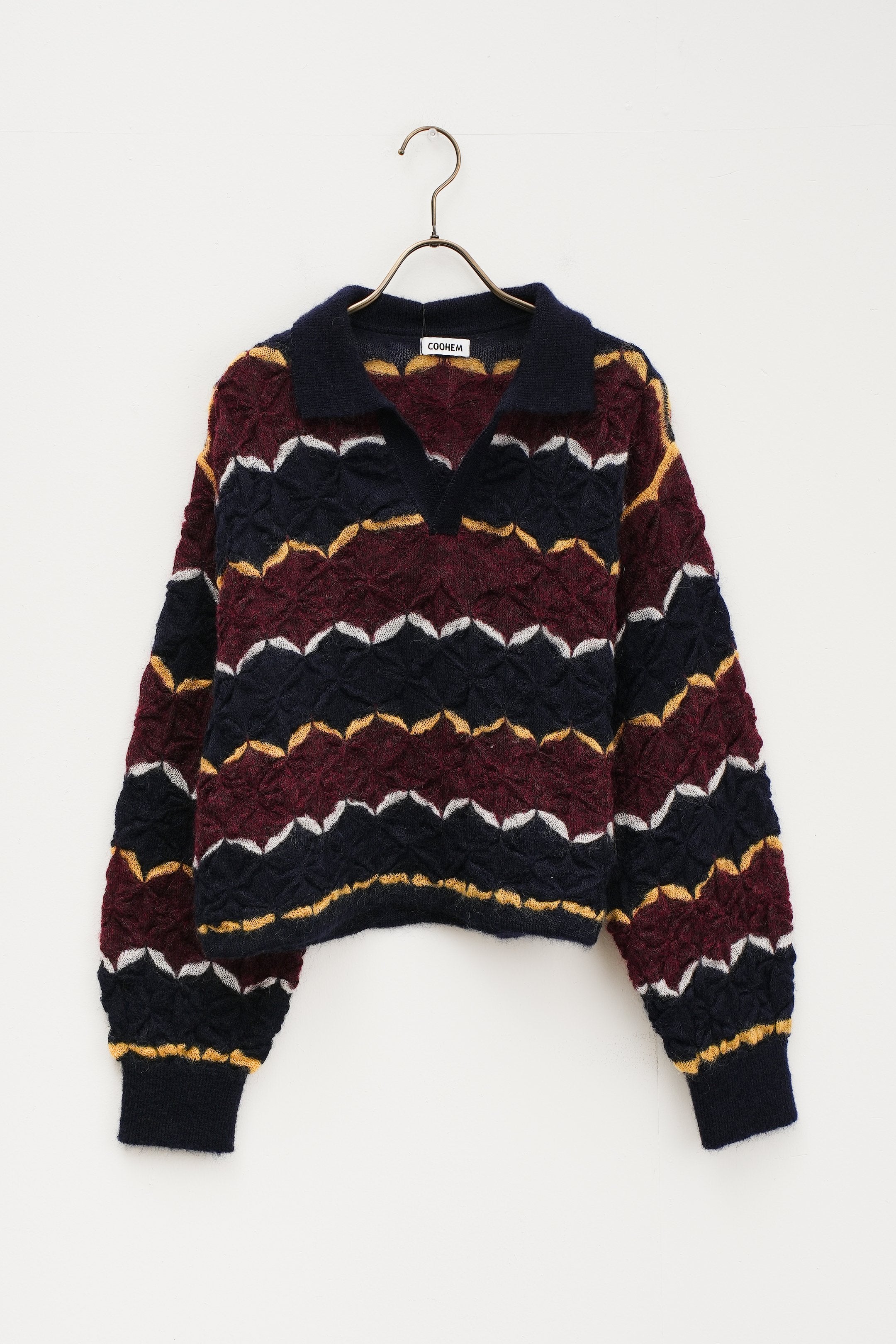 【COOHEM〈women's〉】MOHAIR WOOL TUCK BORDER KNIT PULLOVER