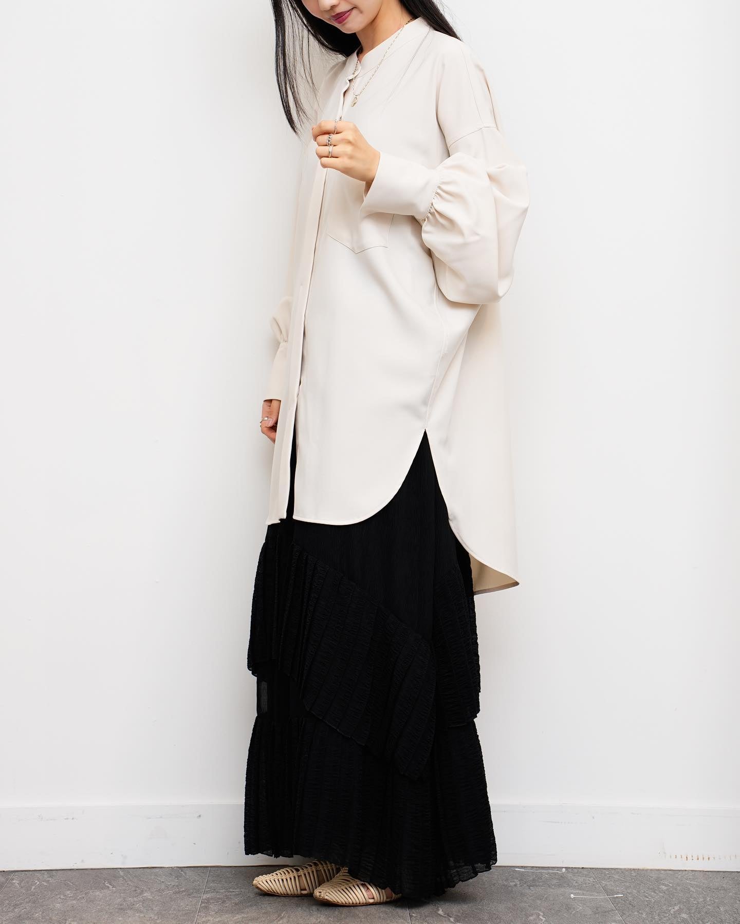 【Lallia Mù】プリーツヘムワッシャースカート_230904005276