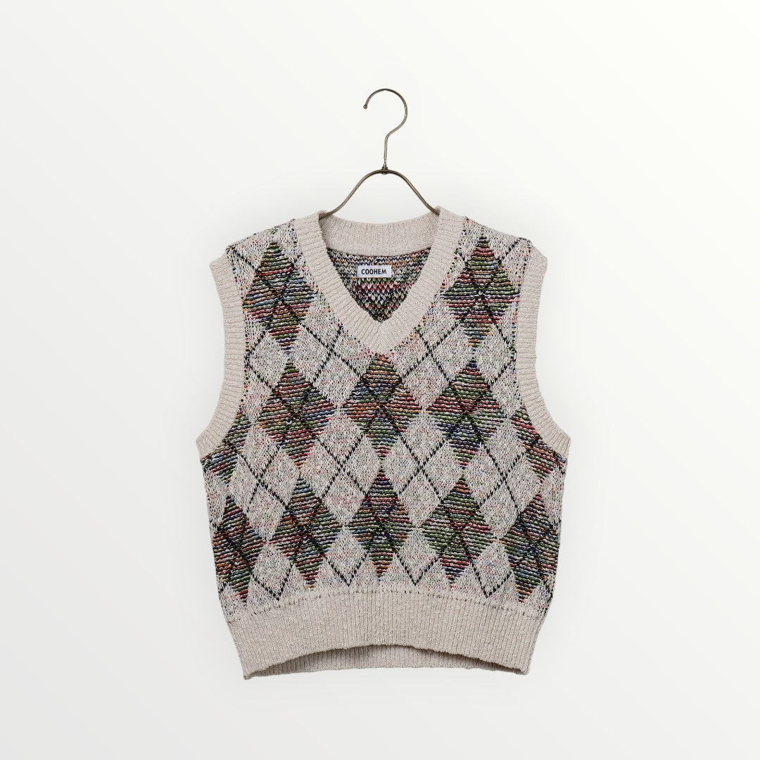 【COOHEM〈women's〉】SUMMER ARGYLE KNIT V/T_250228003386