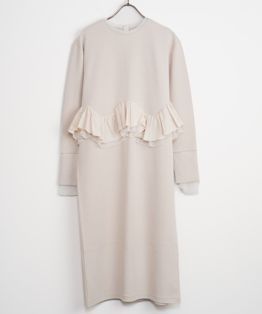 【MARILYN MOON】タフタスパイラルラッフルカットソーワンピース_240829001958