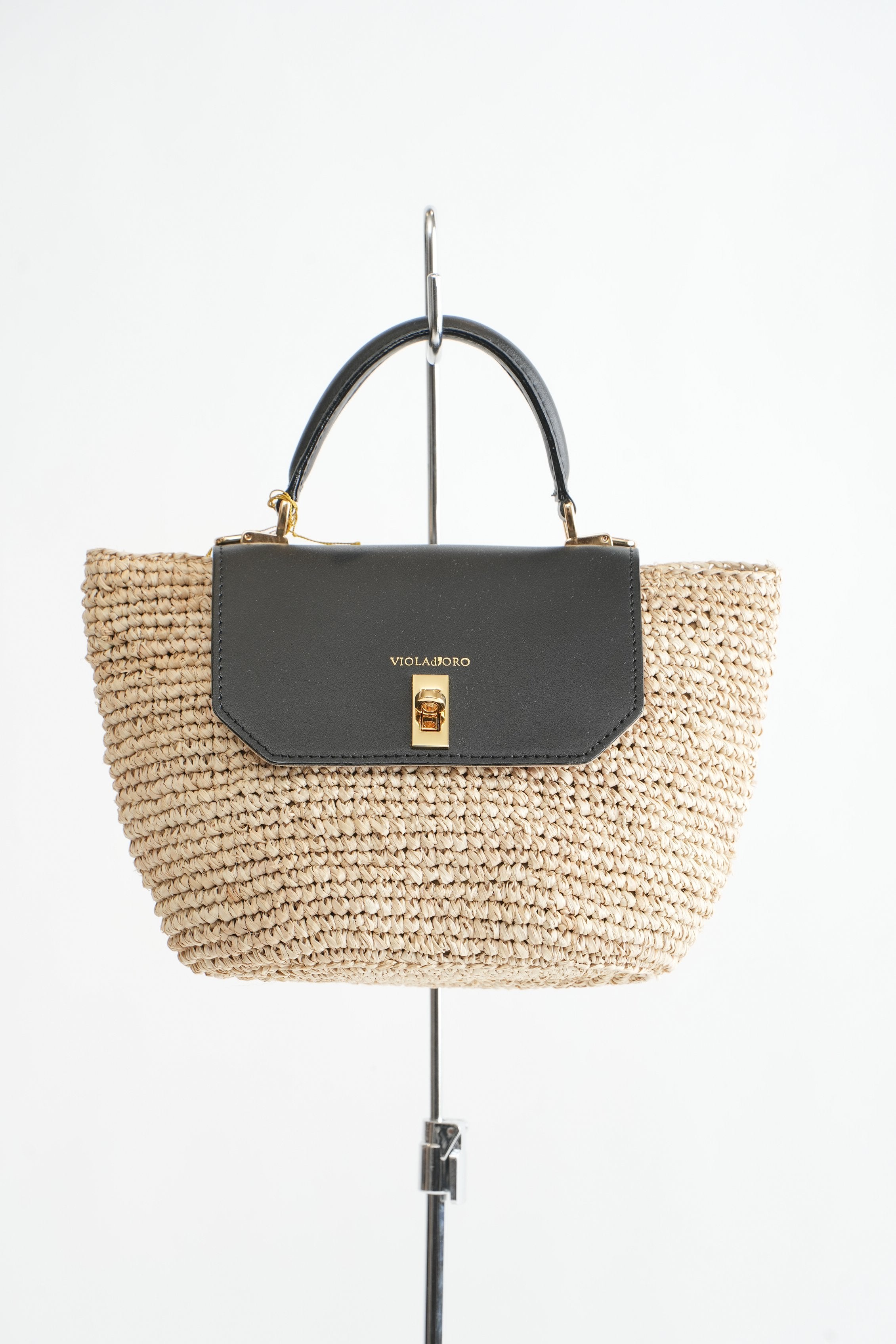 【VIOLAd'ORO】SANDRO ラフィア2WAYトップハンドルバッグ_240318009740