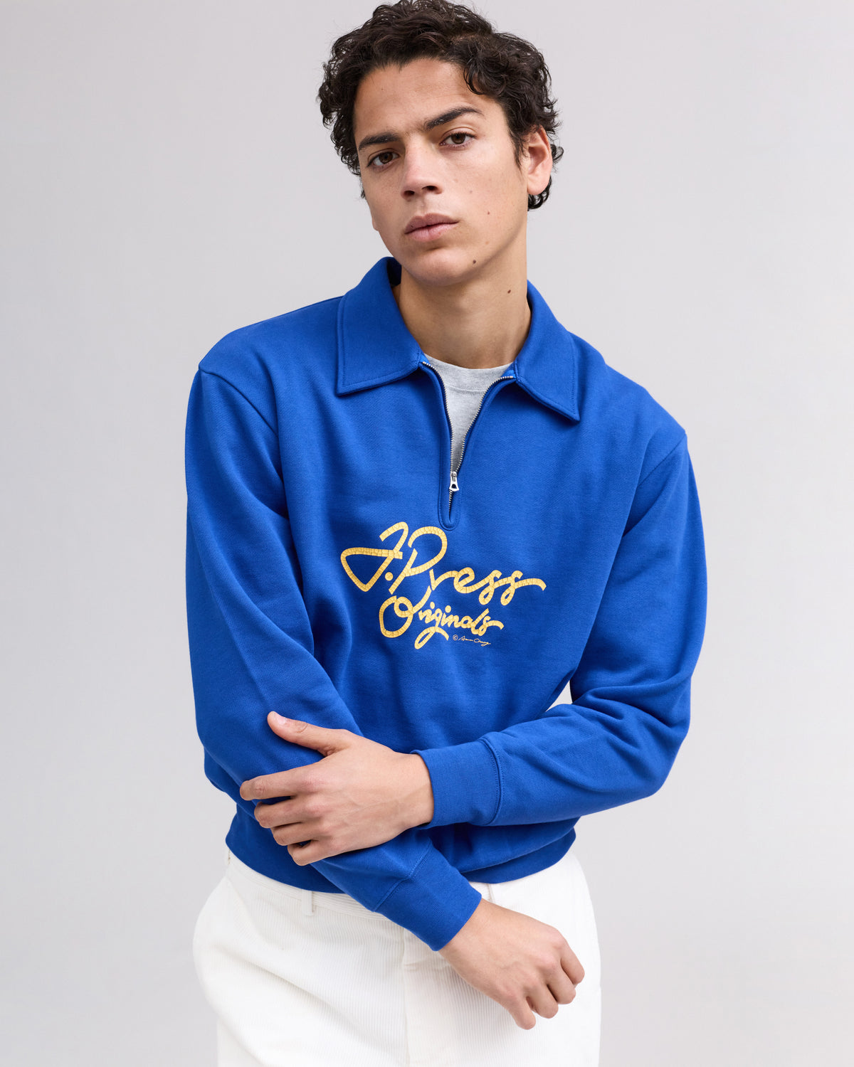 【J.PRESS MEN〈unisex〉】French Terry Vintage Logo Sweat Zip-Shirts_260806005454