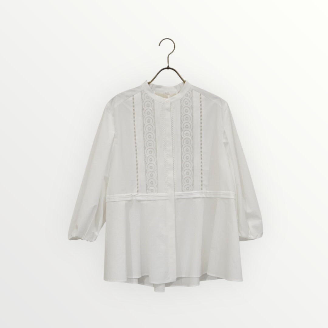 【MARILYN MOON】ピンタックレースフレアブラウス