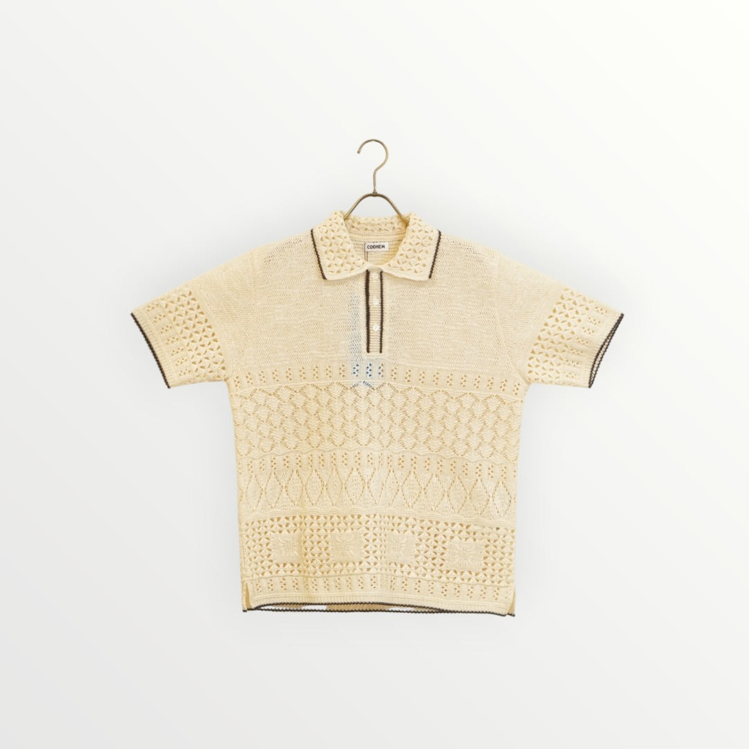 【COOHEM〈women's〉】SUKASHI EMBOSSED KNIT POLO_260328008300