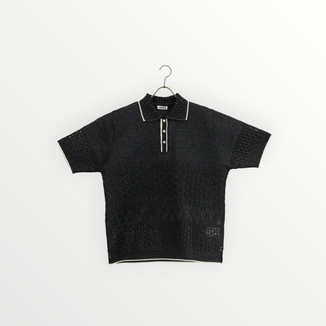 【COOHEM〈men's〉】SUKASHI EMBOSSED  KNIT POLO_260328008307