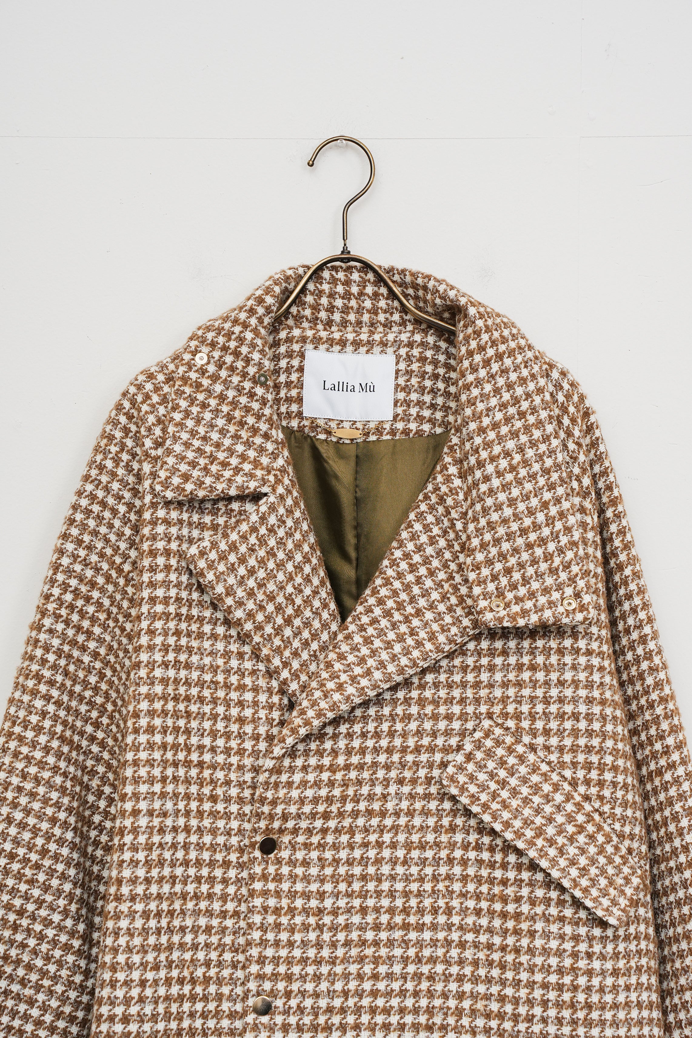 【Lallia Mù】スタンドカラーチェックロングコート_251114000825