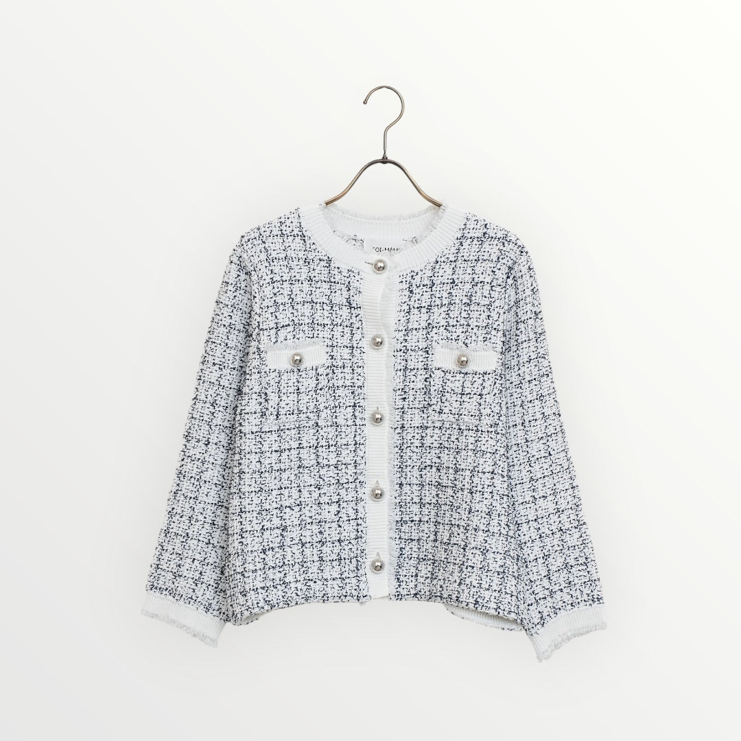 【SOI-MeME】ツイードニットフリンジジャケット_260130003964
