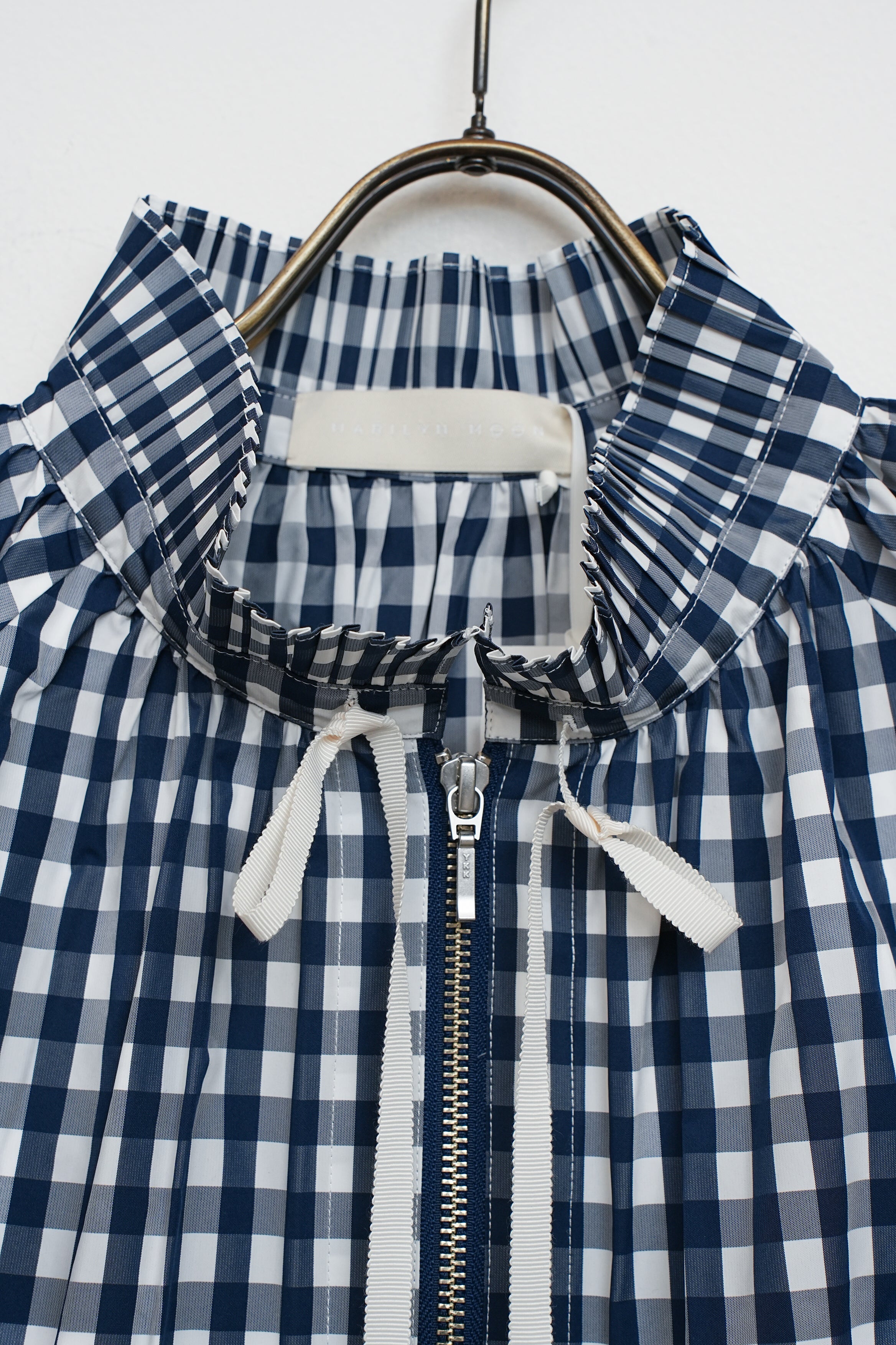 【SOI-MeME】ギンガムチェックプリーツフリルブルゾン