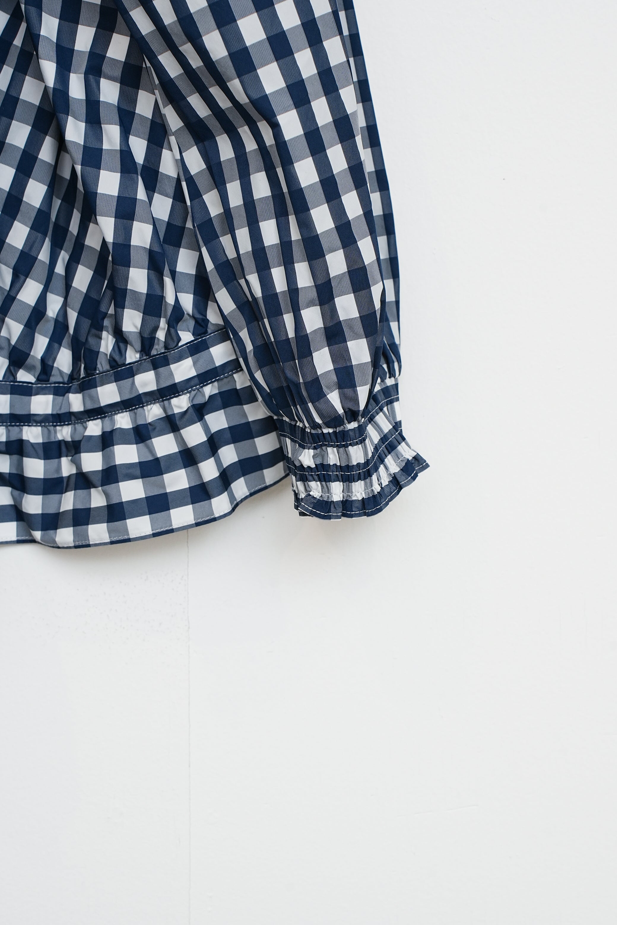 【SOI-MeME】ギンガムチェックプリーツフリルブルゾン