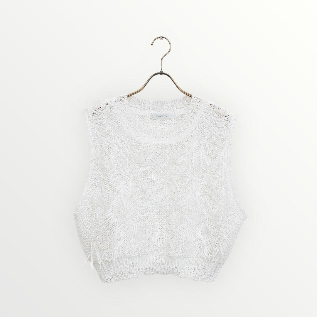 【CHIGNON】カットJQフリンジニットベスト_260206004231