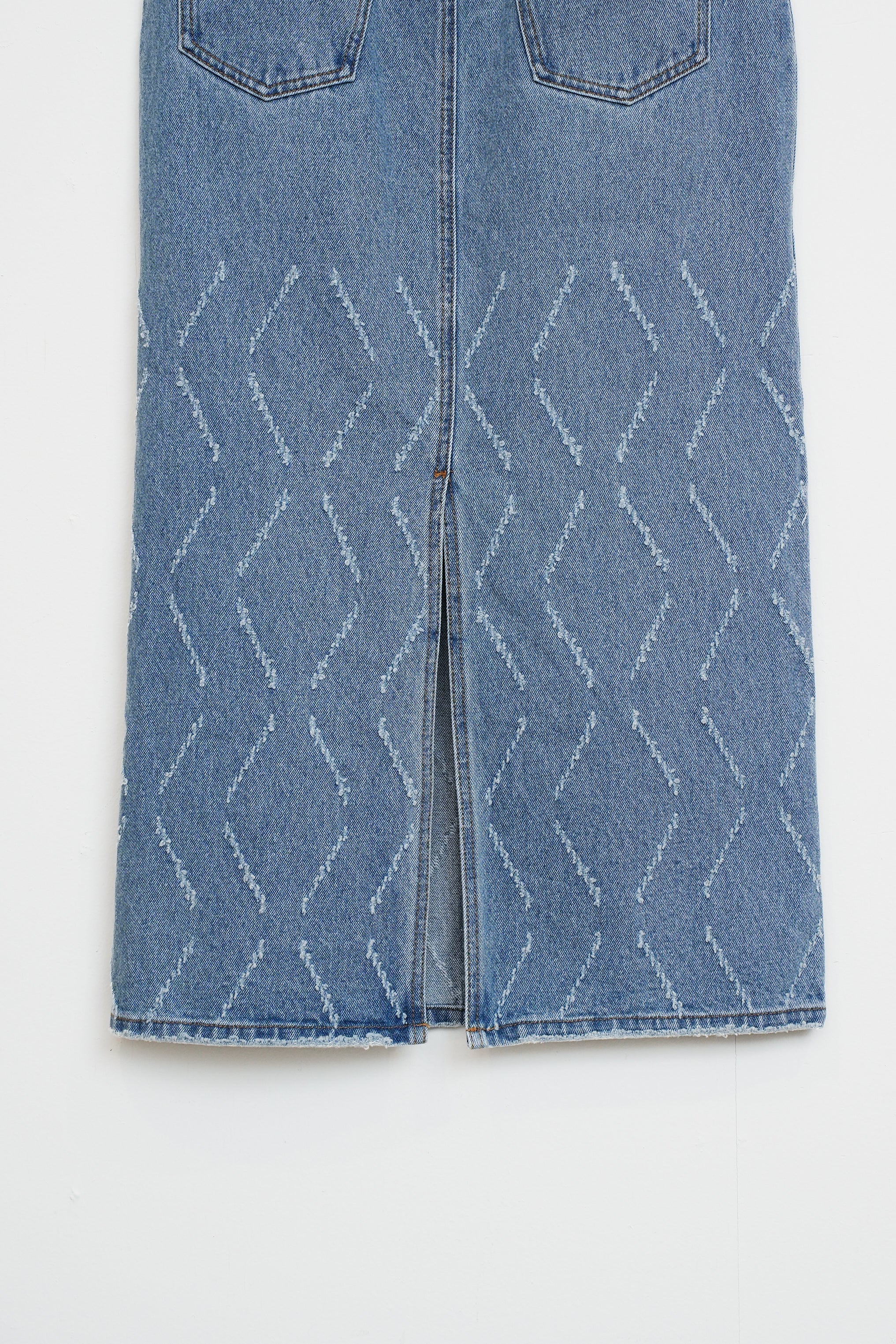 【YENN】LASER CUT DENIM SK_260203004019