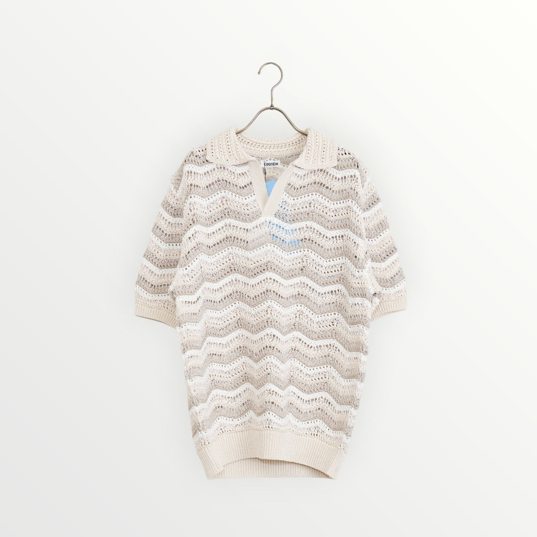 【COOHEM〈men's〉】ZIGZAG SUKASHI KNIT P/O_250326005062