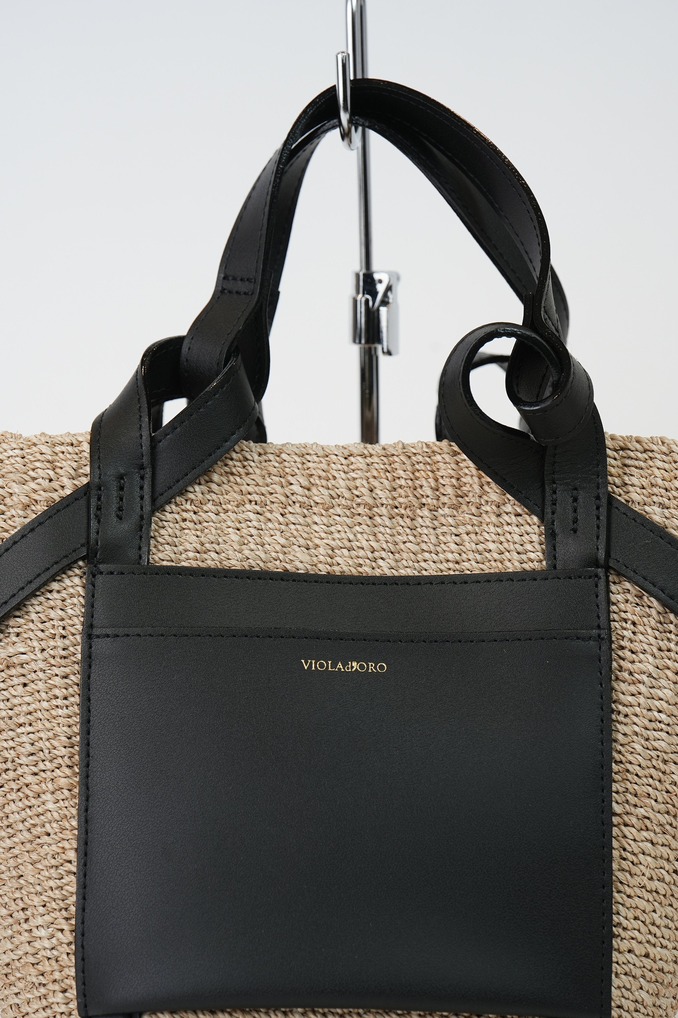 【VIOLAd'ORO】MIRO アバカ製 2WAYレザーポケットトートMサイズ_250301003467