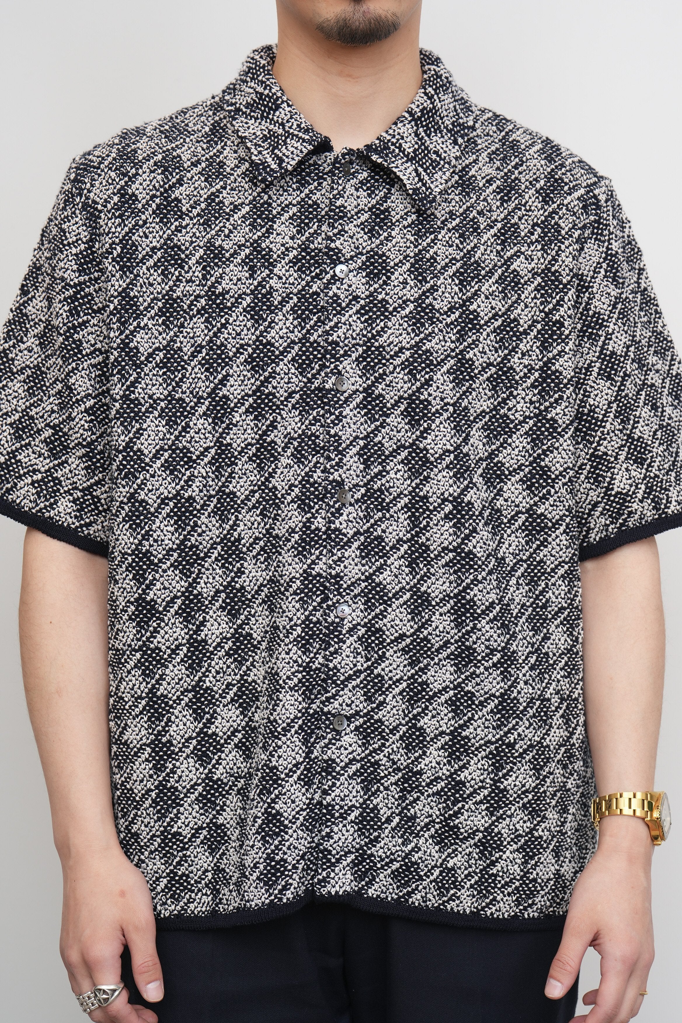 【COOHEM〈men's〉】HOUNDSTOOTH KNIT S/T_250228003402