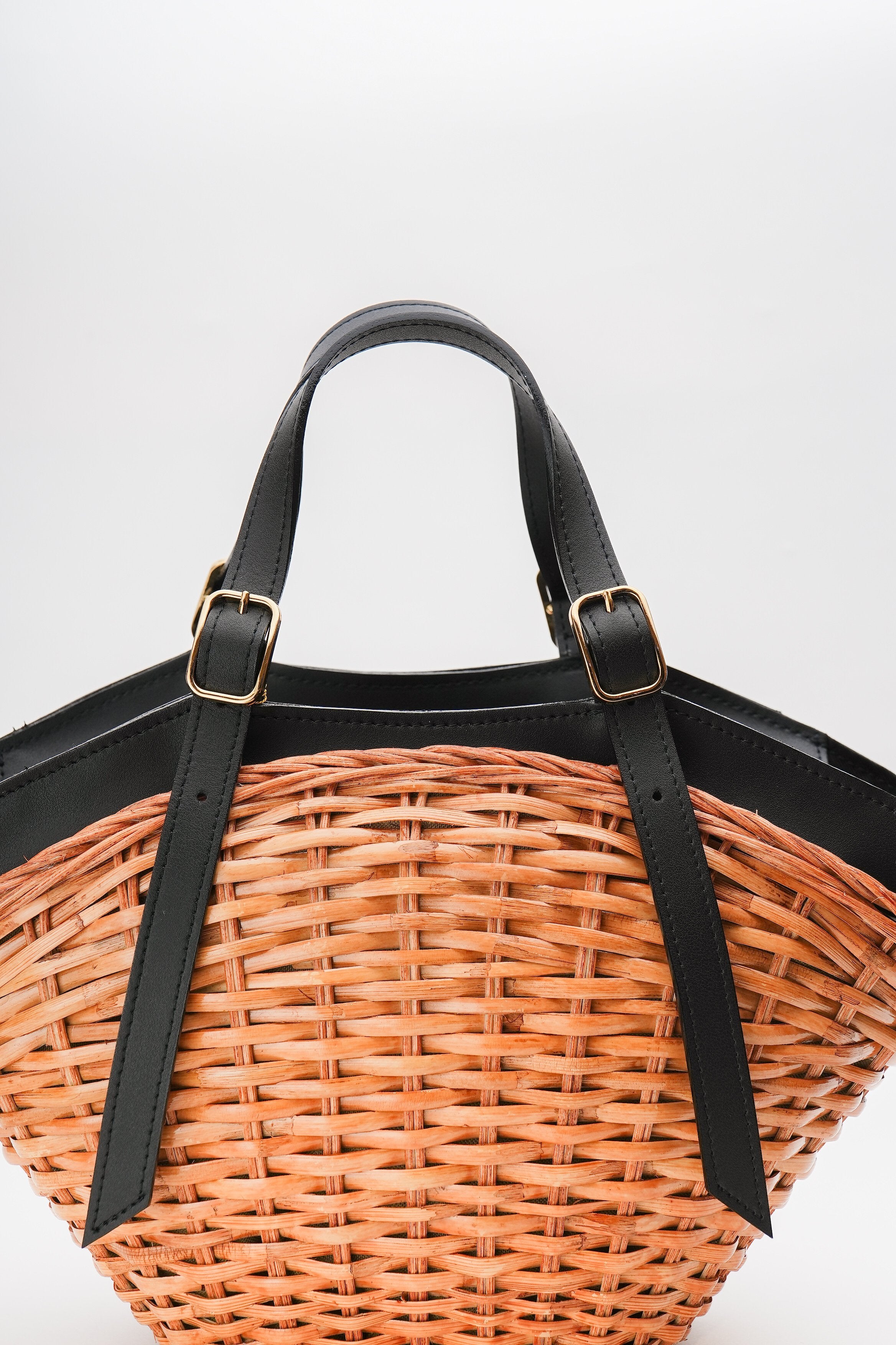 【VIOLAd'ORO】スプリットラタンxレザートートバッグ_250502007852