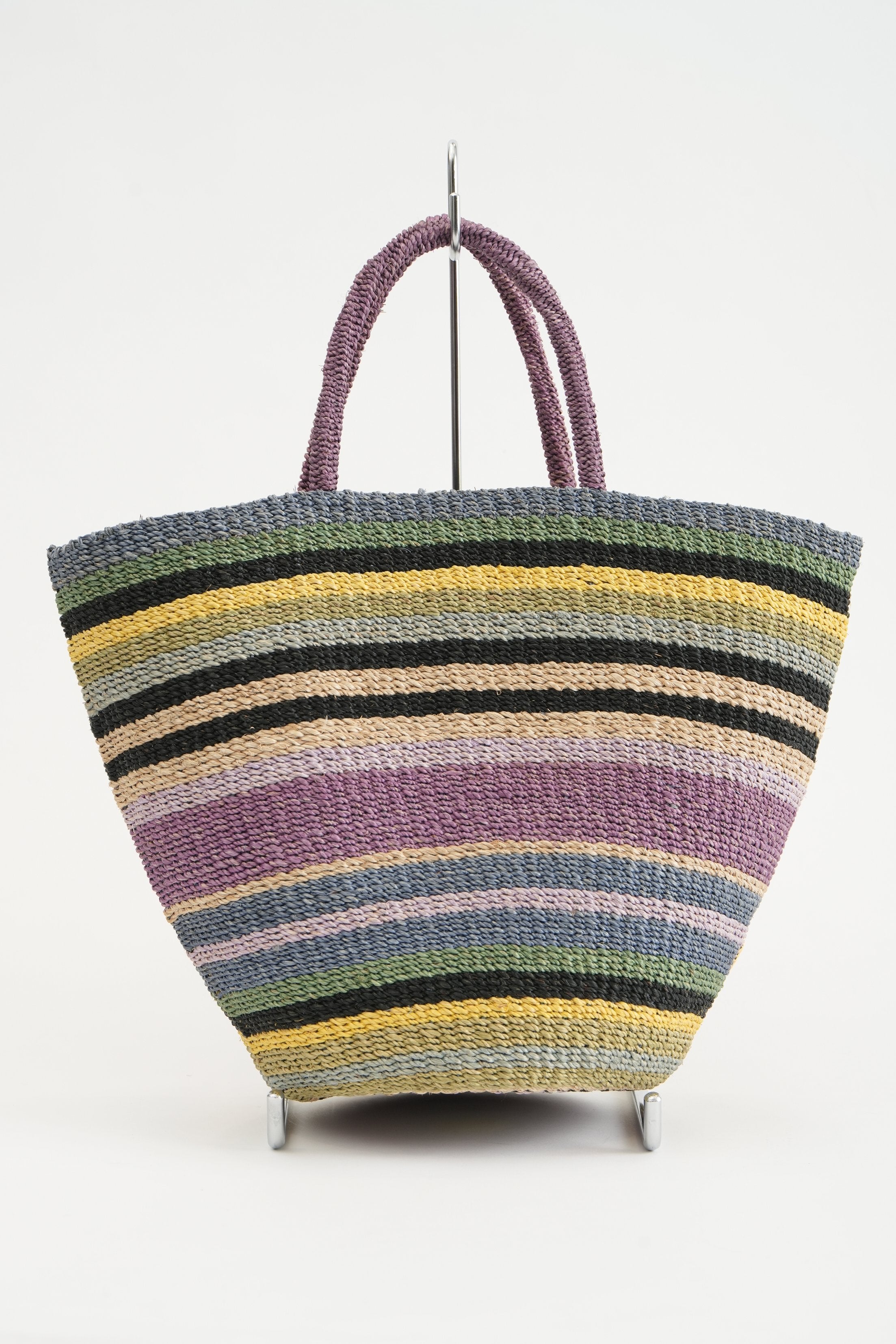 【VIOLAd'ORO】MIRO アバカ製 マルチカラーボーダートートバッグ_240419002782