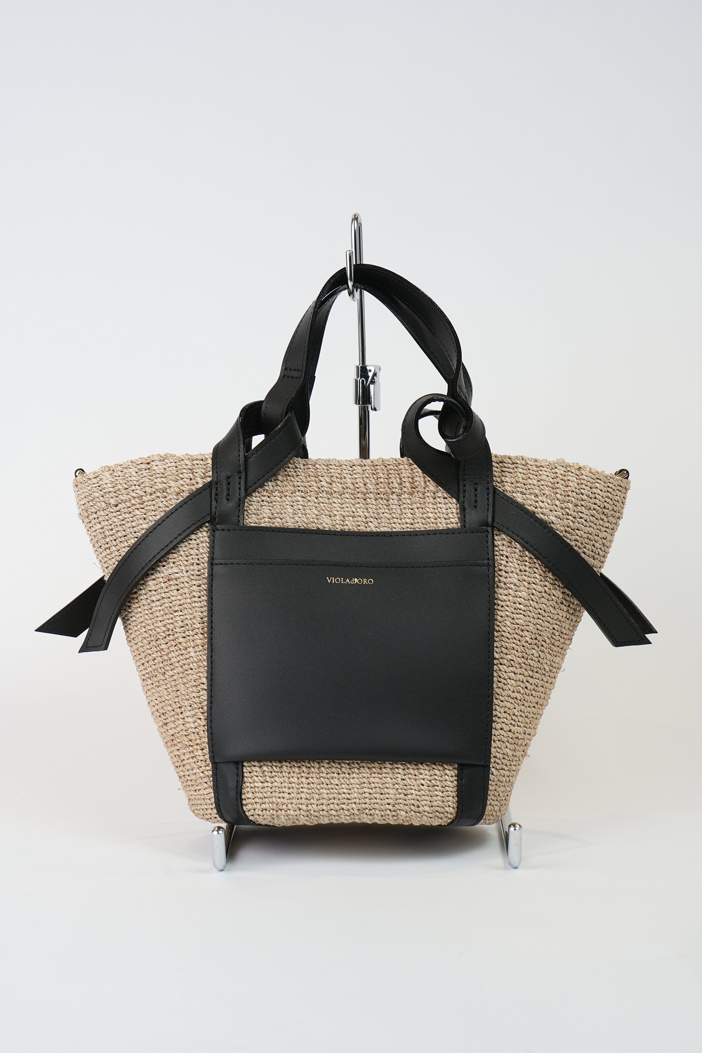 【VIOLAd'ORO】MIRO アバカ製 2WAYレザーポケットトートMサイズ_250301003467