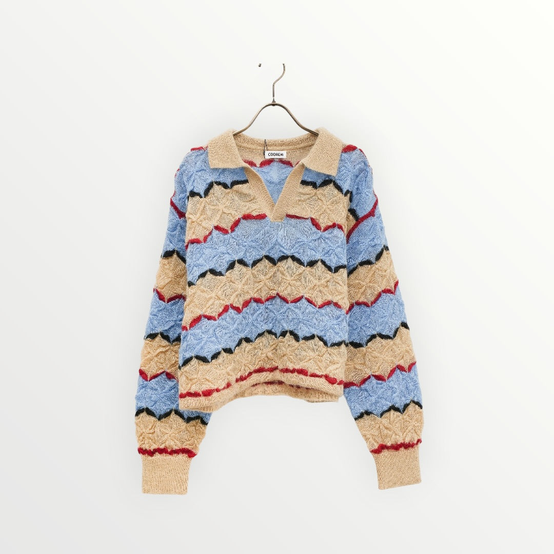 【COOHEM〈women's〉】MOHAIR WOOL TUCK BORDER KNIT PULLOVER