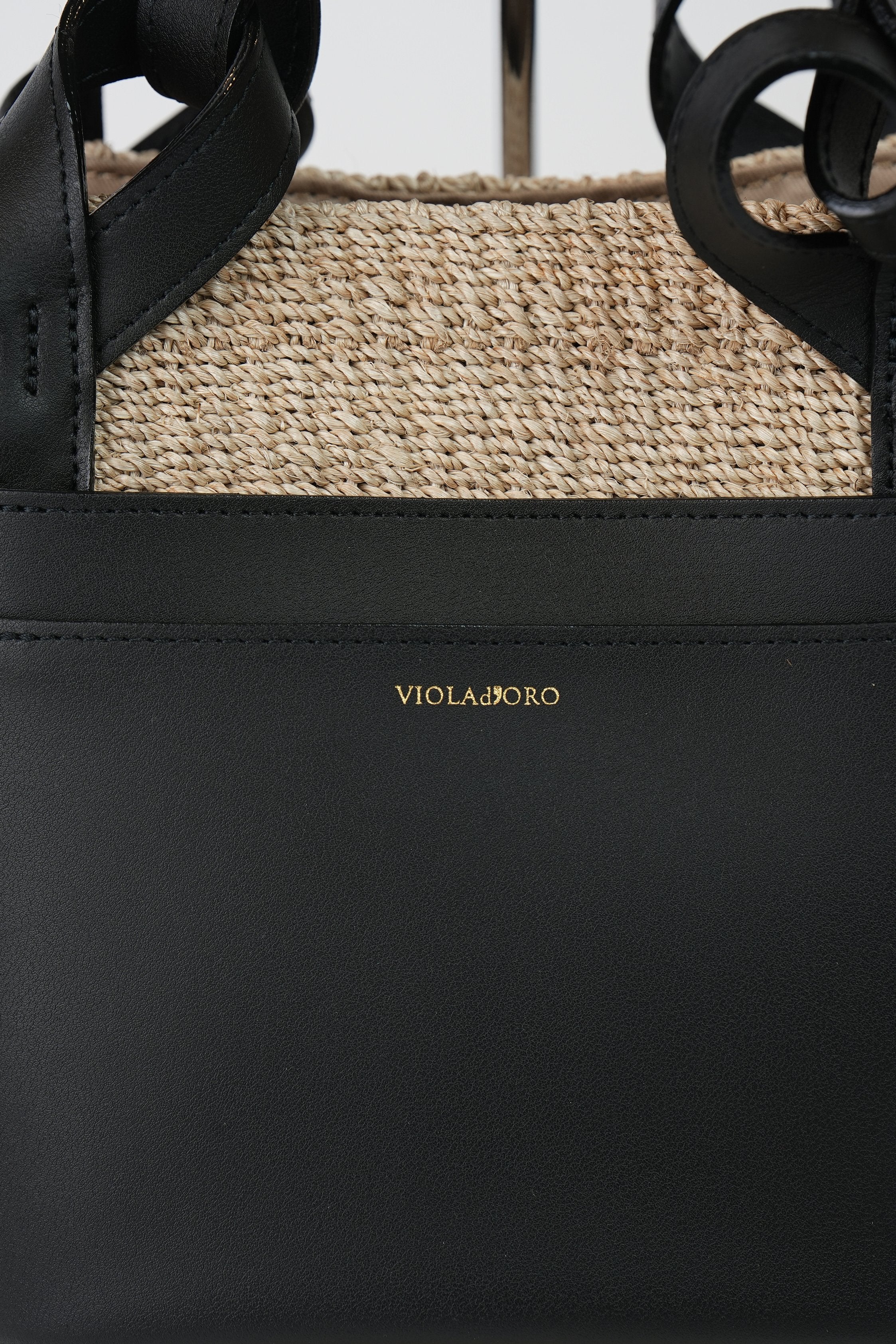 【VIOLAd'ORO】MIRO アバカ製 2WAYレザーポケットトートMサイズ_250301003467