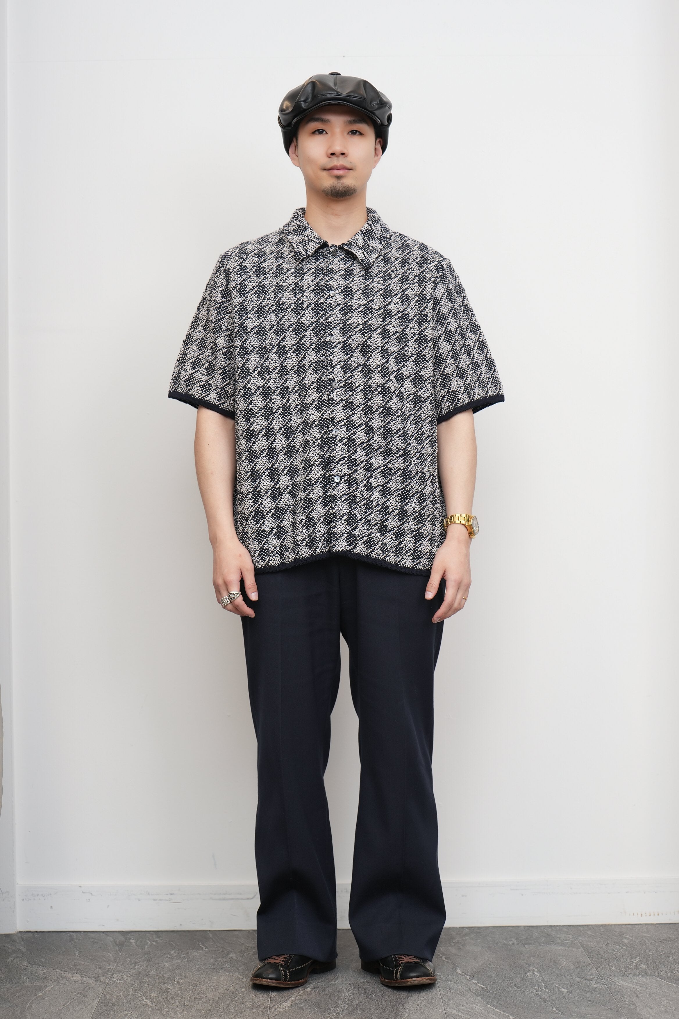 【COOHEM〈men's〉】HOUNDSTOOTH KNIT S/T_250228003402