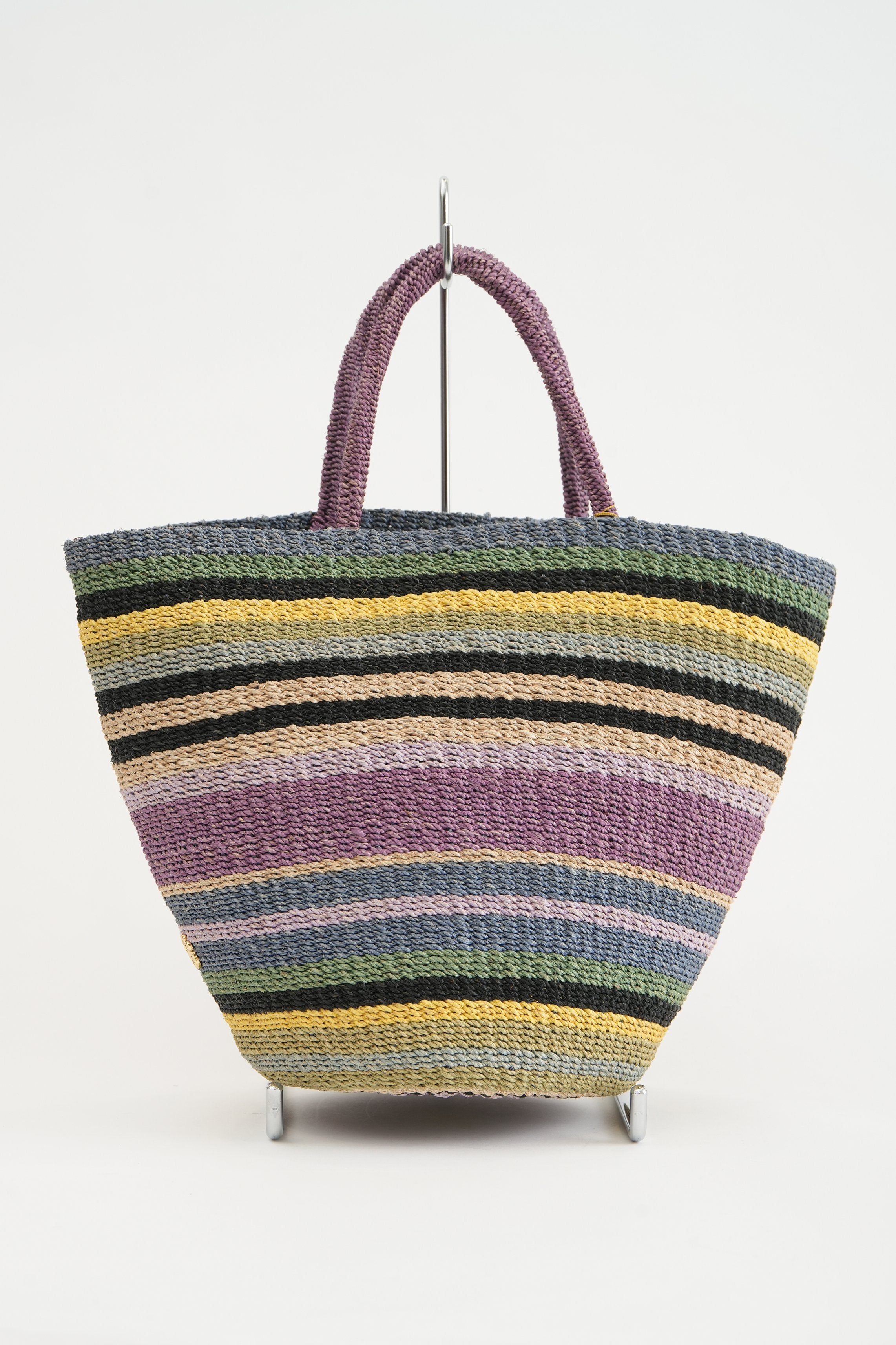 【VIOLAd'ORO】MIRO アバカ製 マルチカラーボーダートートバッグ_240419002782