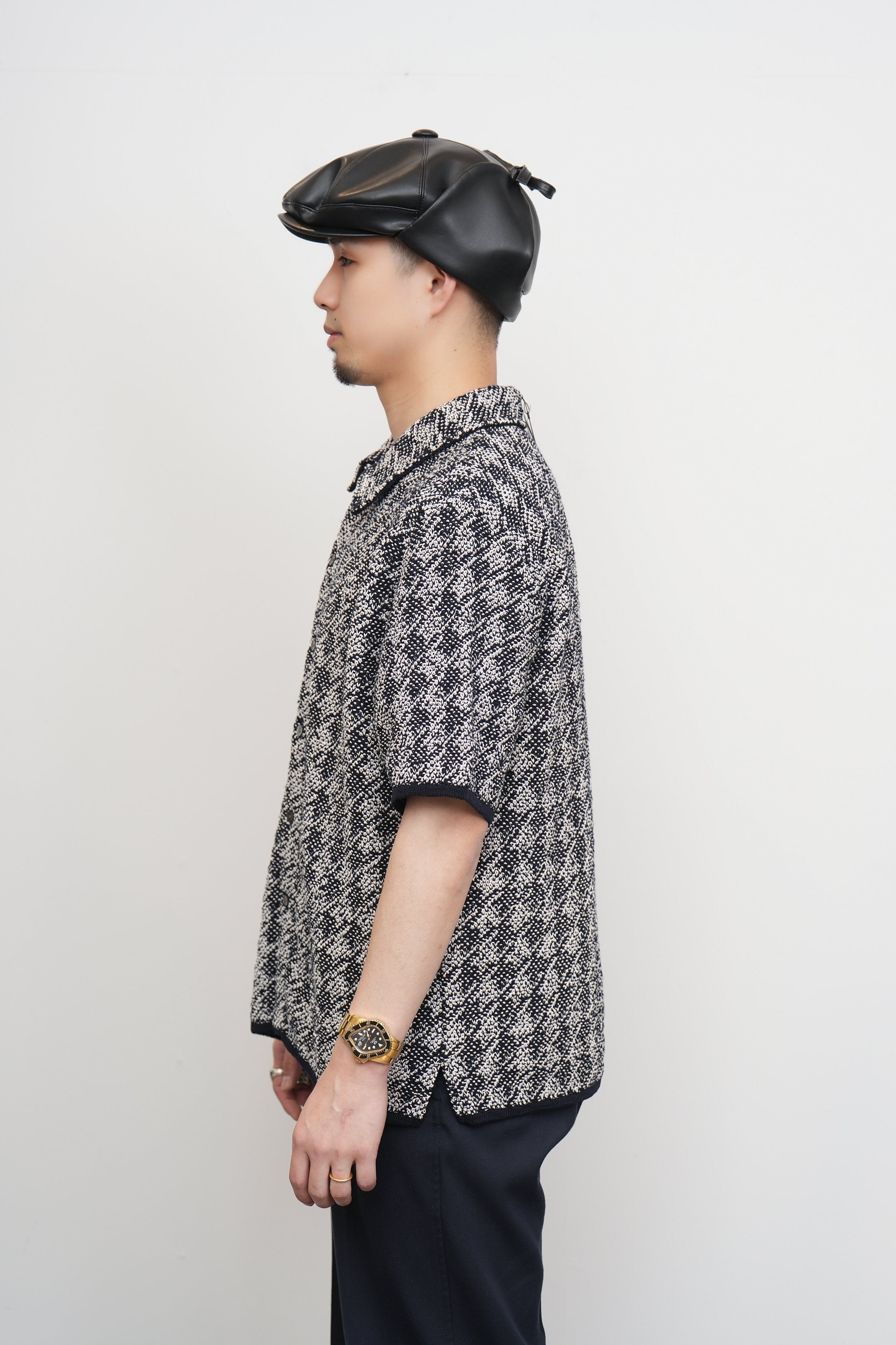 【COOHEM〈men's〉】HOUNDSTOOTH KNIT S/T_250228003402
