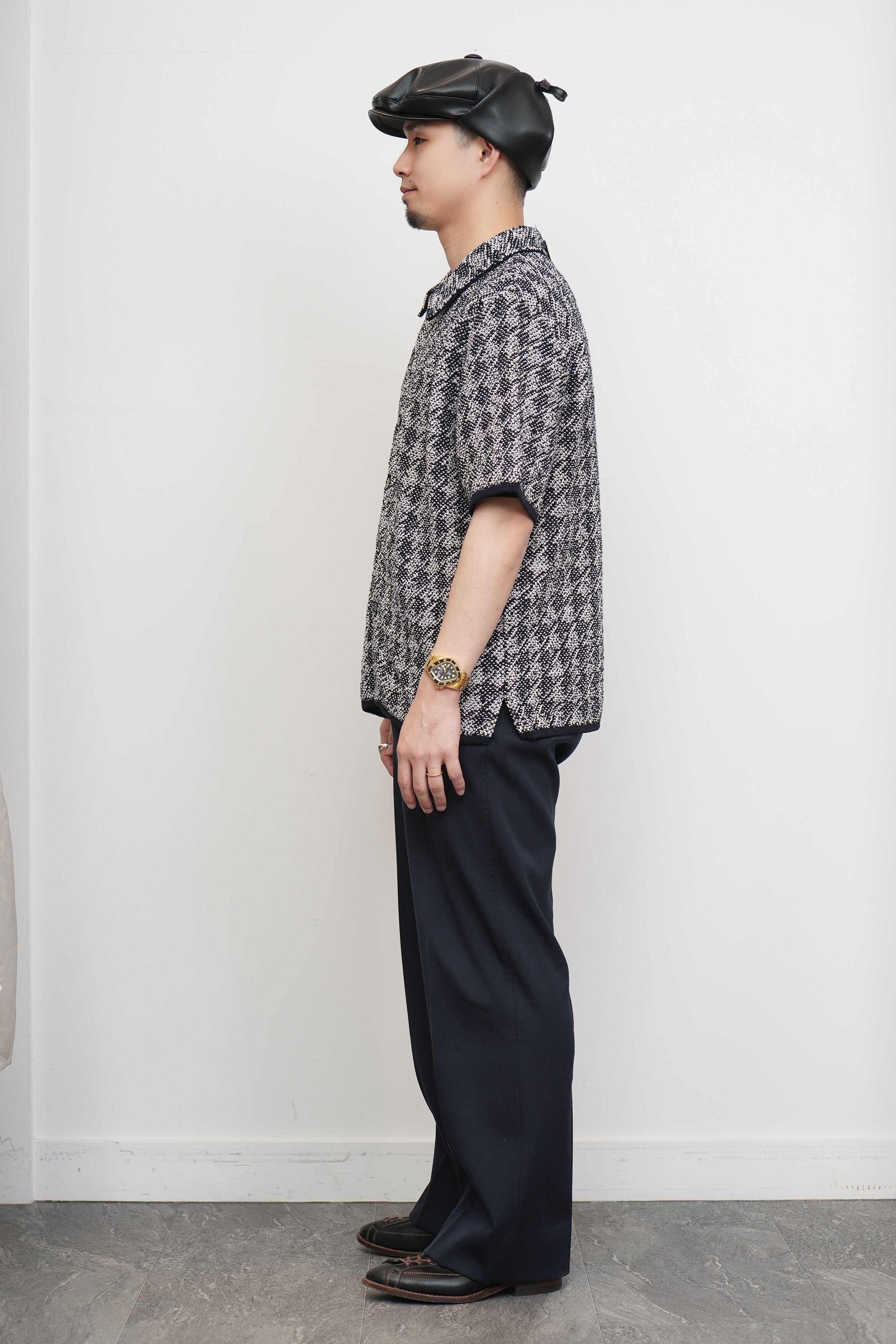 【COOHEM〈men's〉】HOUNDSTOOTH KNIT S/T_250228003402