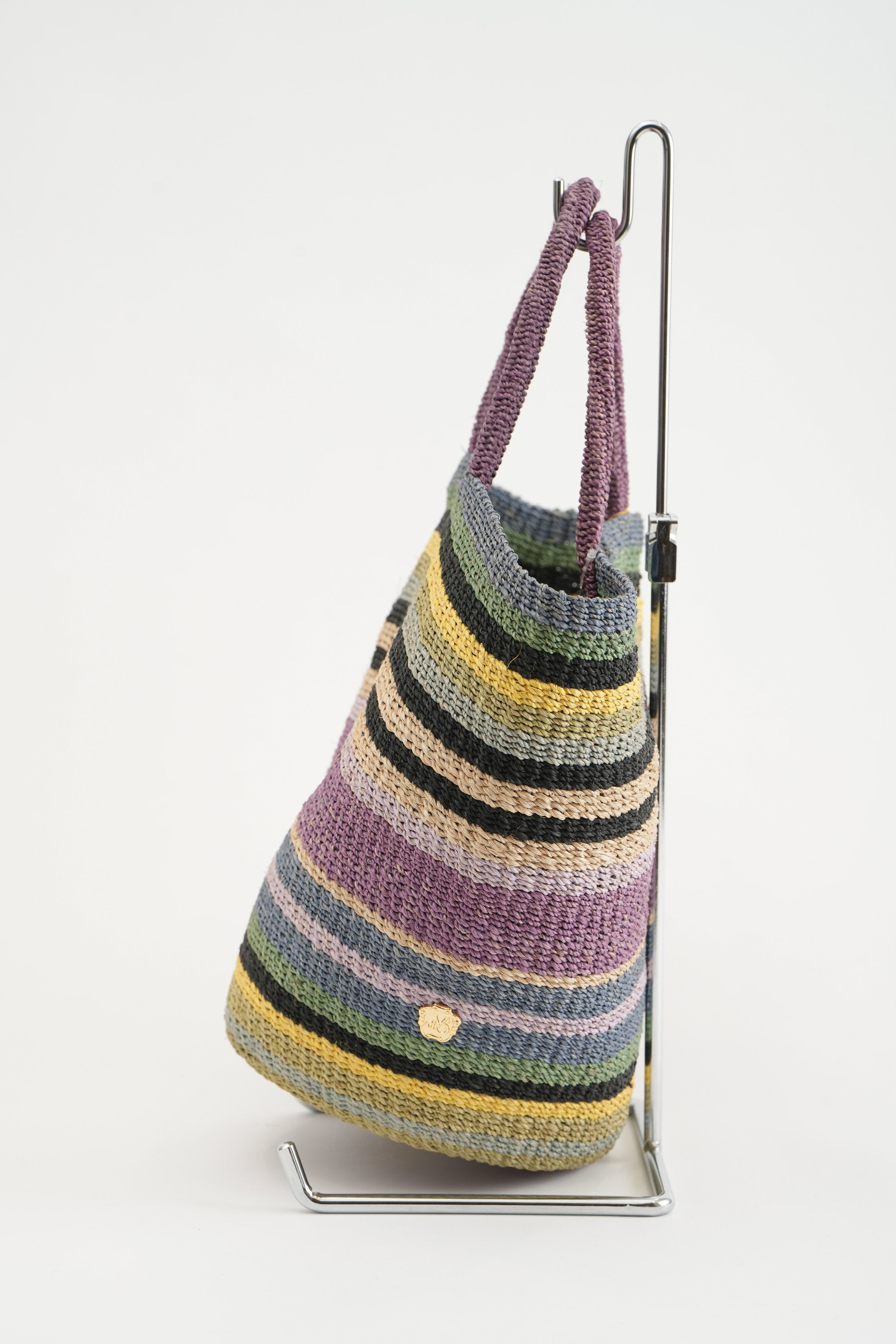 【VIOLAd'ORO】MIRO アバカ製 マルチカラーボーダートートバッグ_240419002782