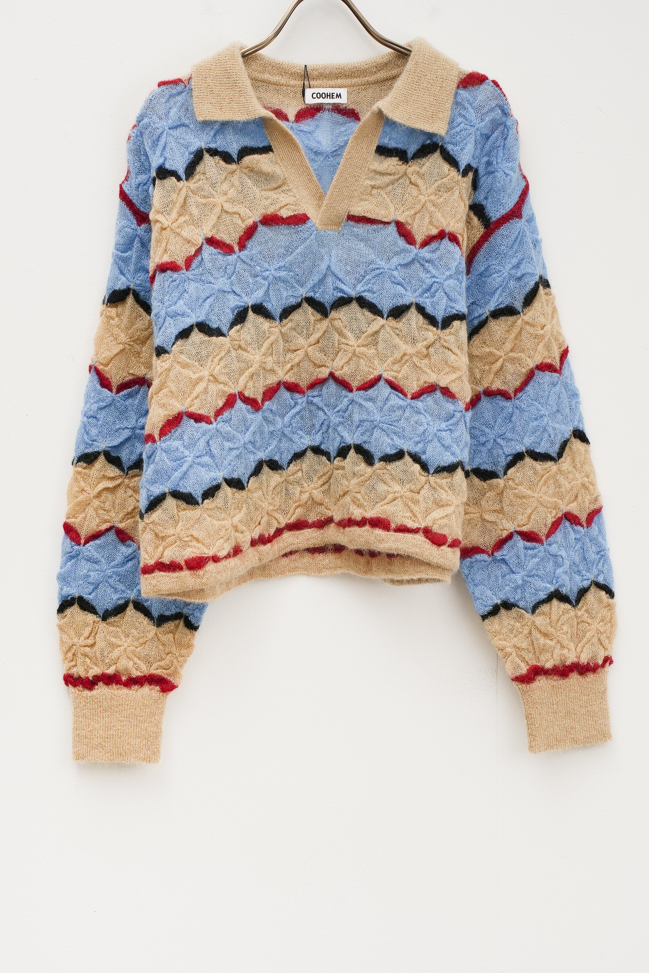 【COOHEM〈women's〉】MOHAIR WOOL TUCK BORDER KNIT PULLOVER